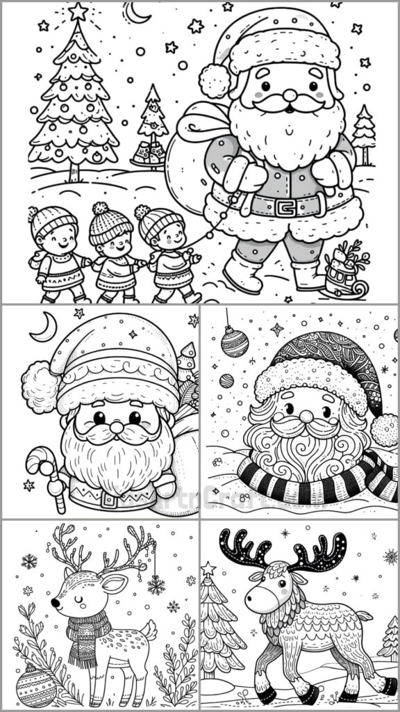 Festive Christmas Coloring Page Worksheets for Kids - Kids Art & Craft
