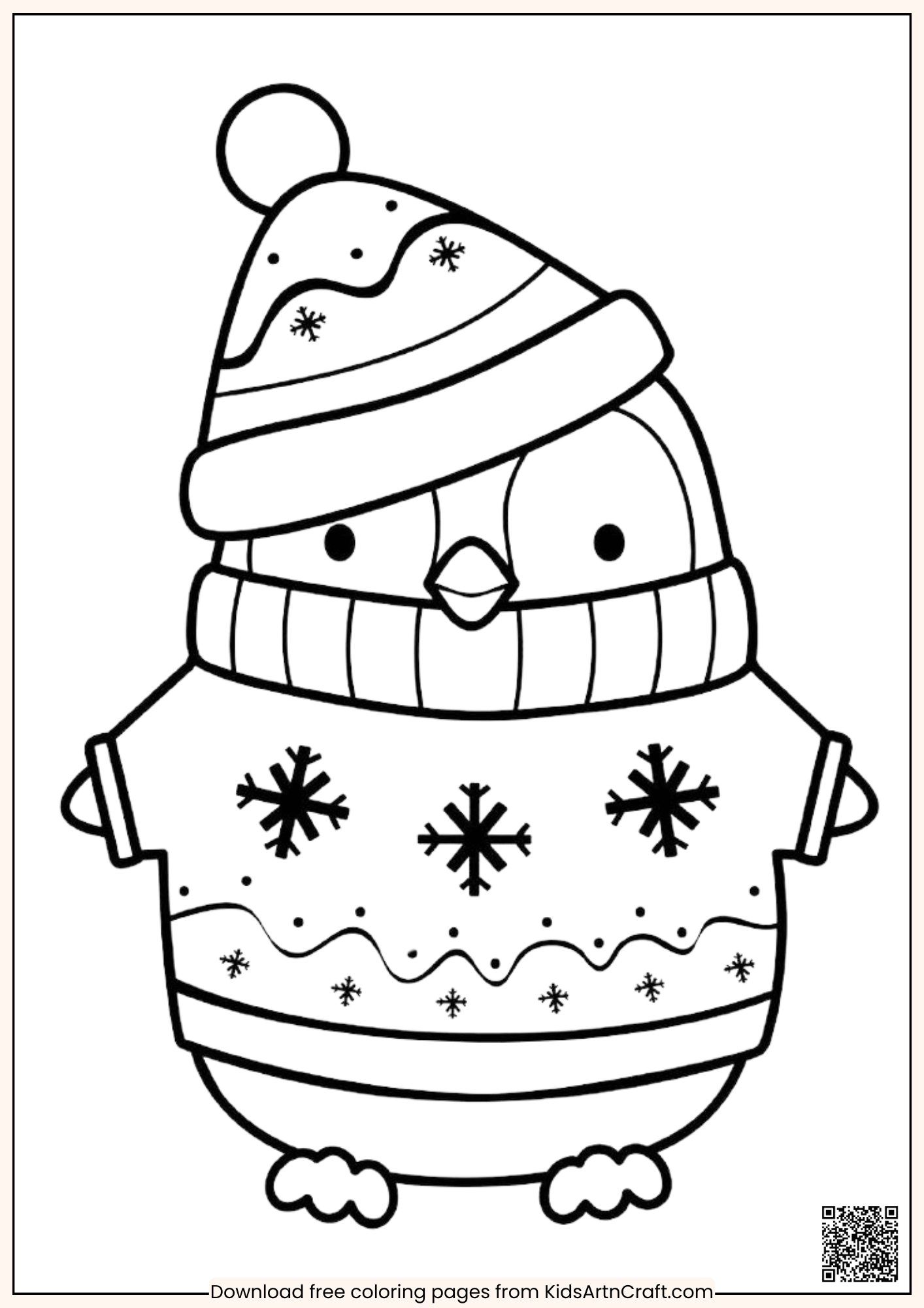 Super Fun Christmas Penguin Coloring Page for Kids