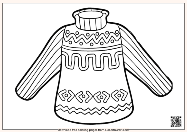 Festive Christmas Sweater Coloring Pages For Kids - Kids Art & Craft