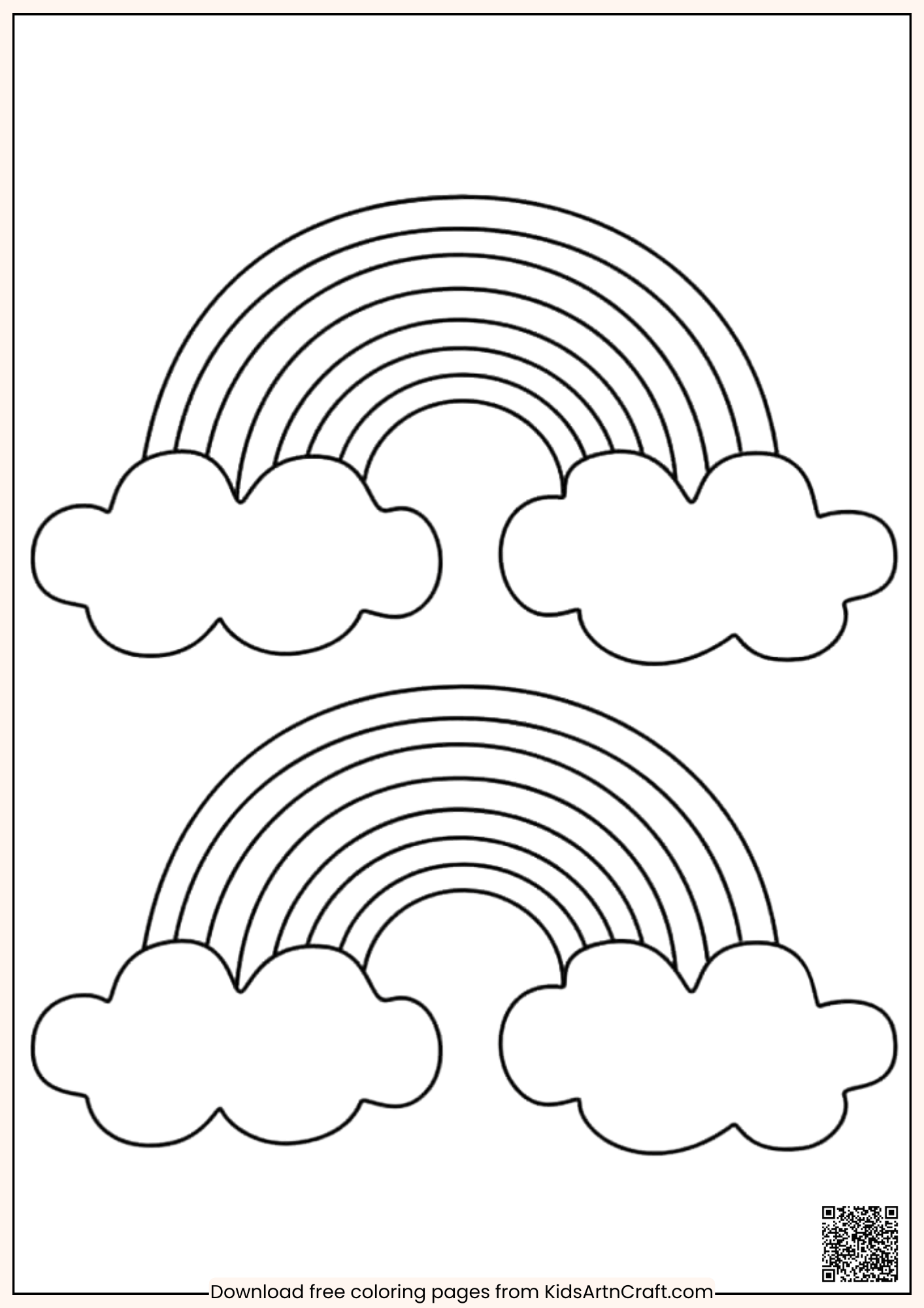 Unique Rainbow Printable Coloring Page for Kids