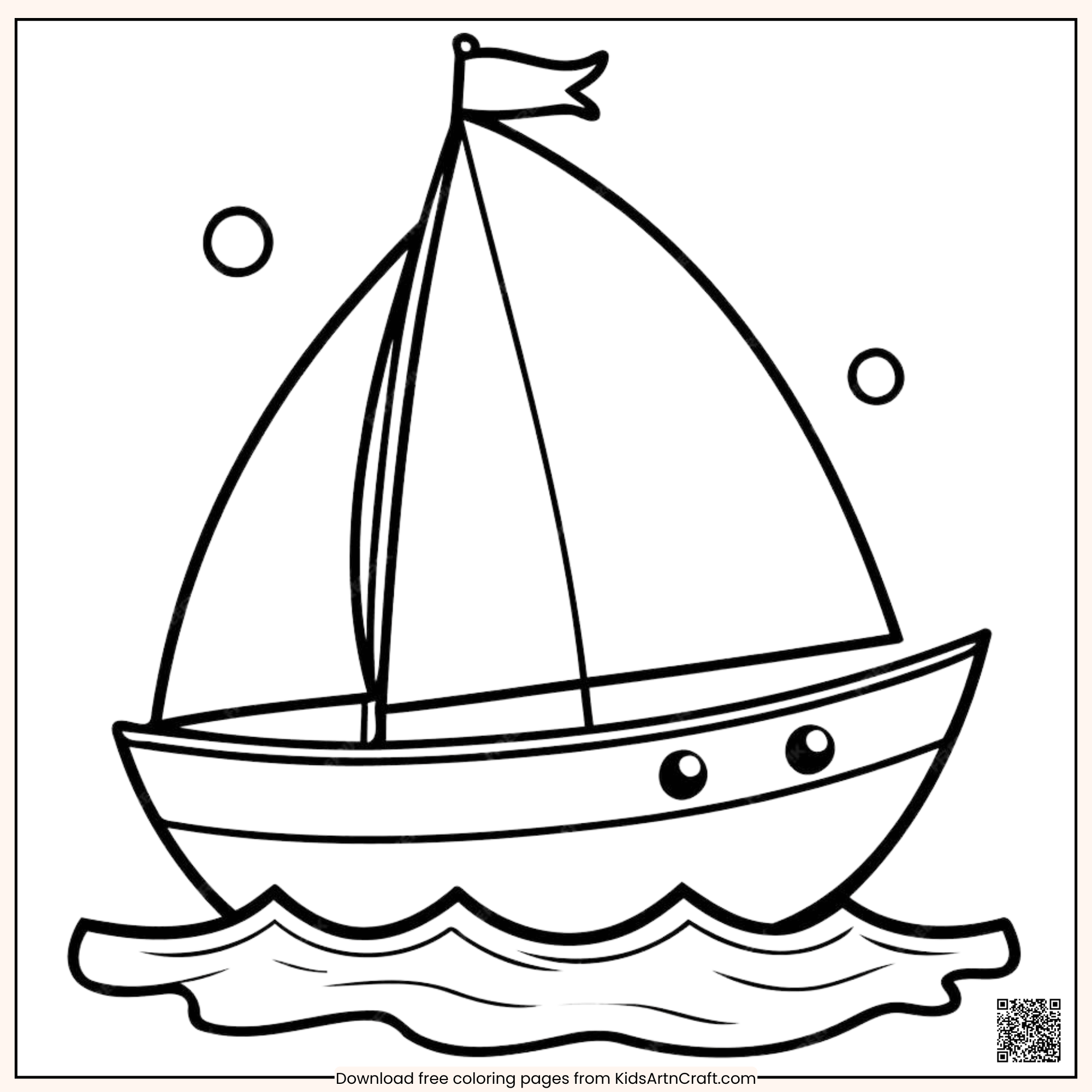 Adorable Sailboat Printable Coloring Page for Kids