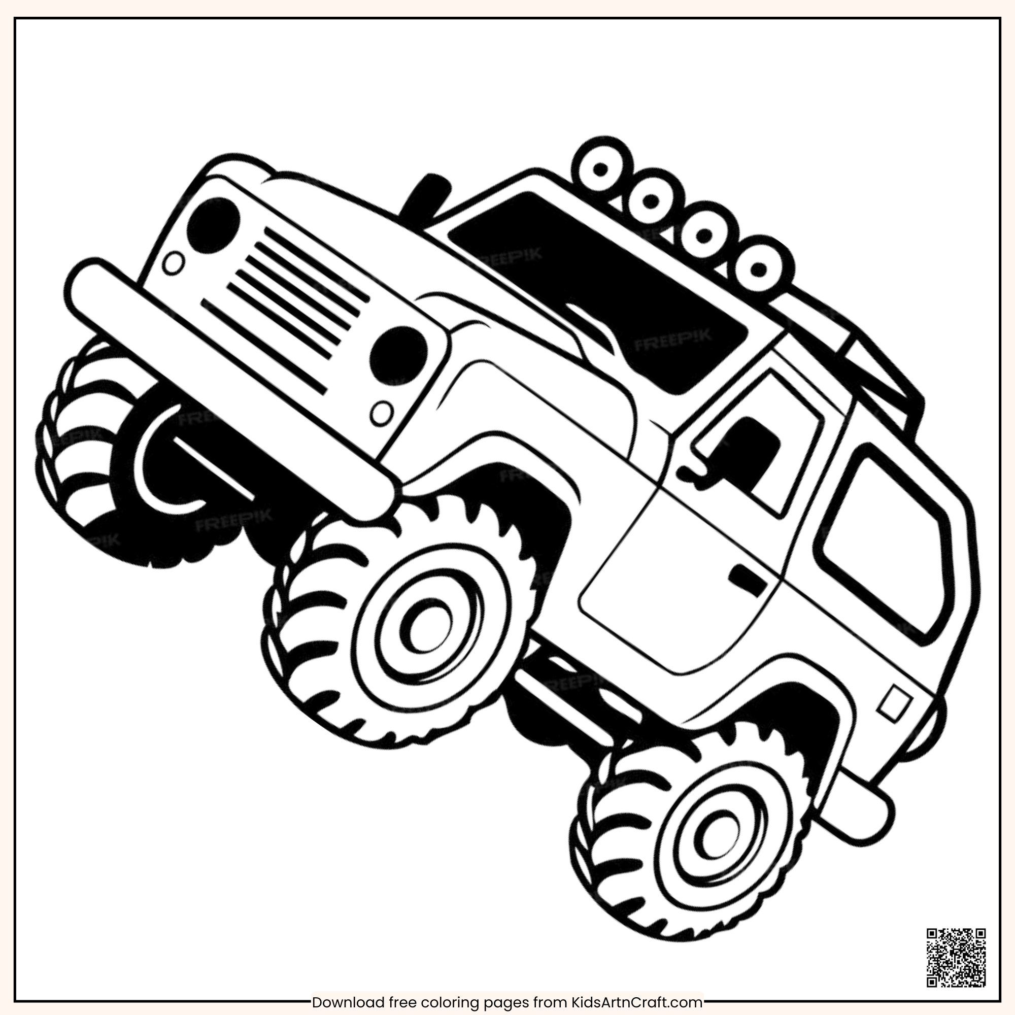 Awesome Jeep Vehicle Coloring Page for Kids