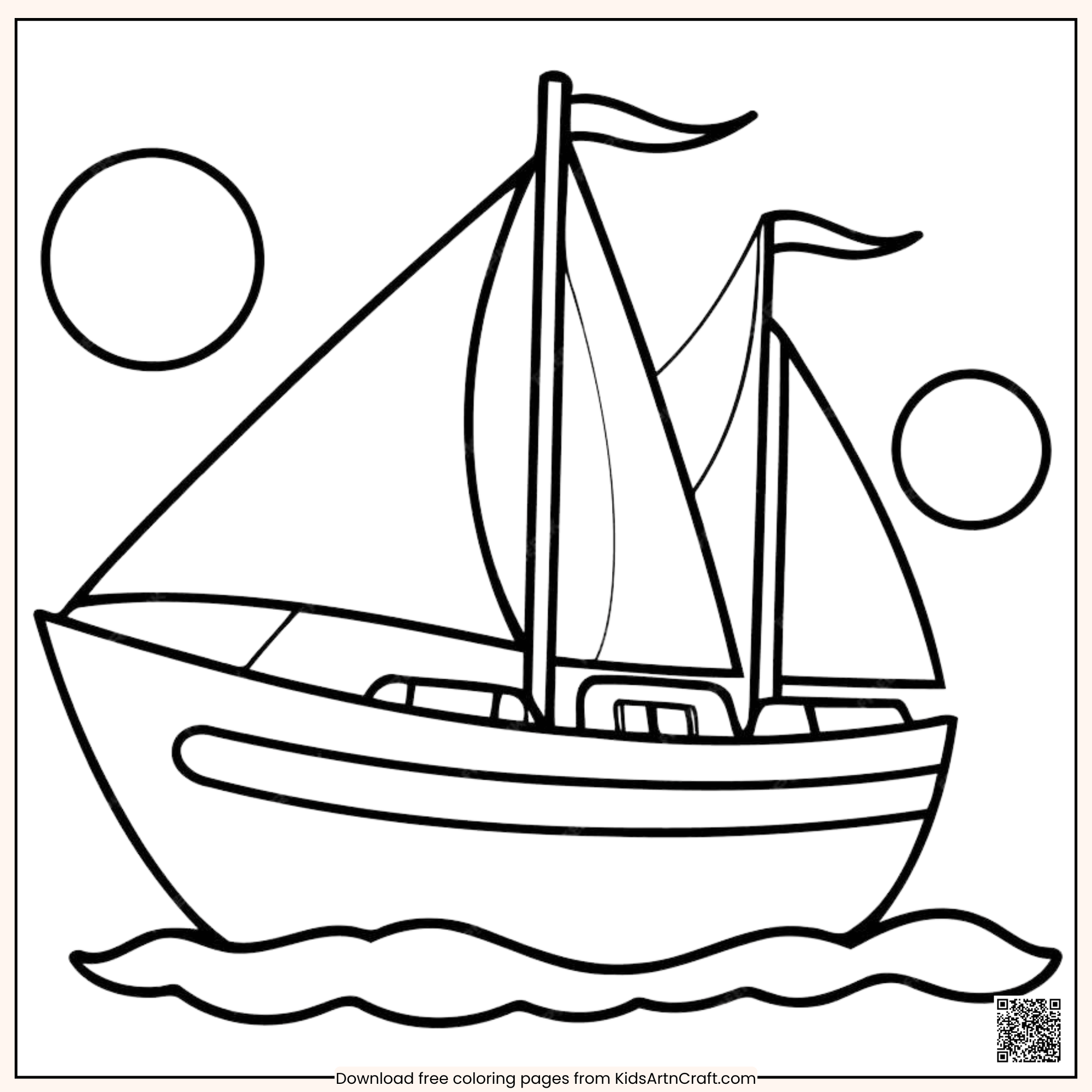 Beautiful Yacht Coloring Page for Kids