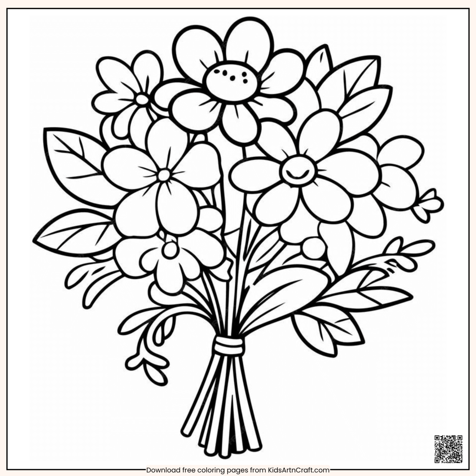 Lovely Flower Coloring Page Worksheet for Children Free Printable
