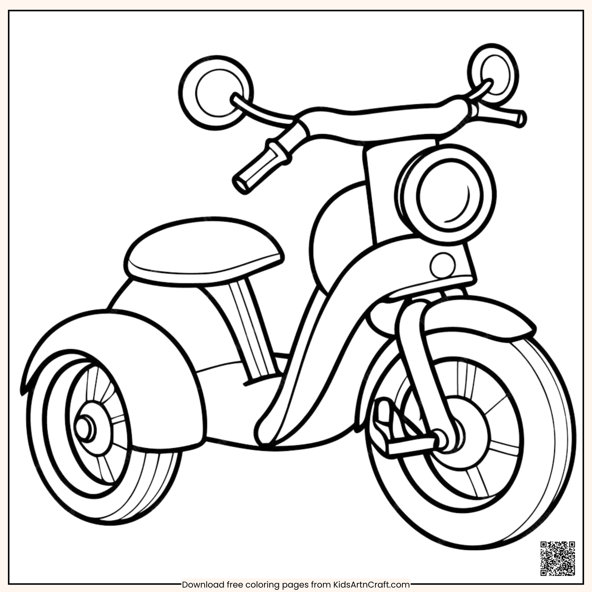 Cute Motorbike Coloring Page for kids