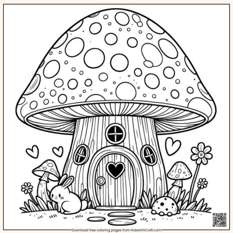 Creative Mushroom House Coloring Pages For Kids - Kids Art & Craft