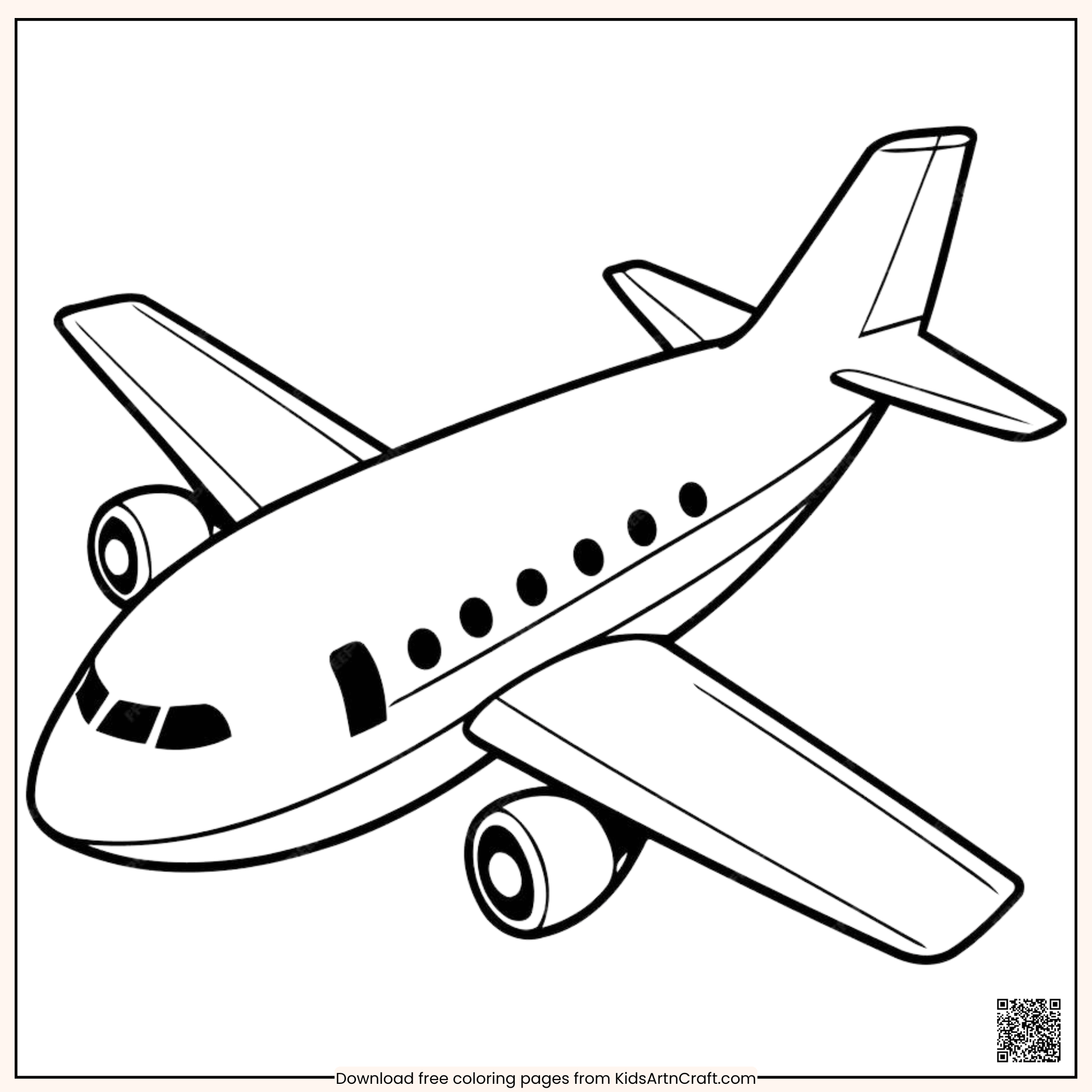 Unique Airplane Coloring Page for Kids