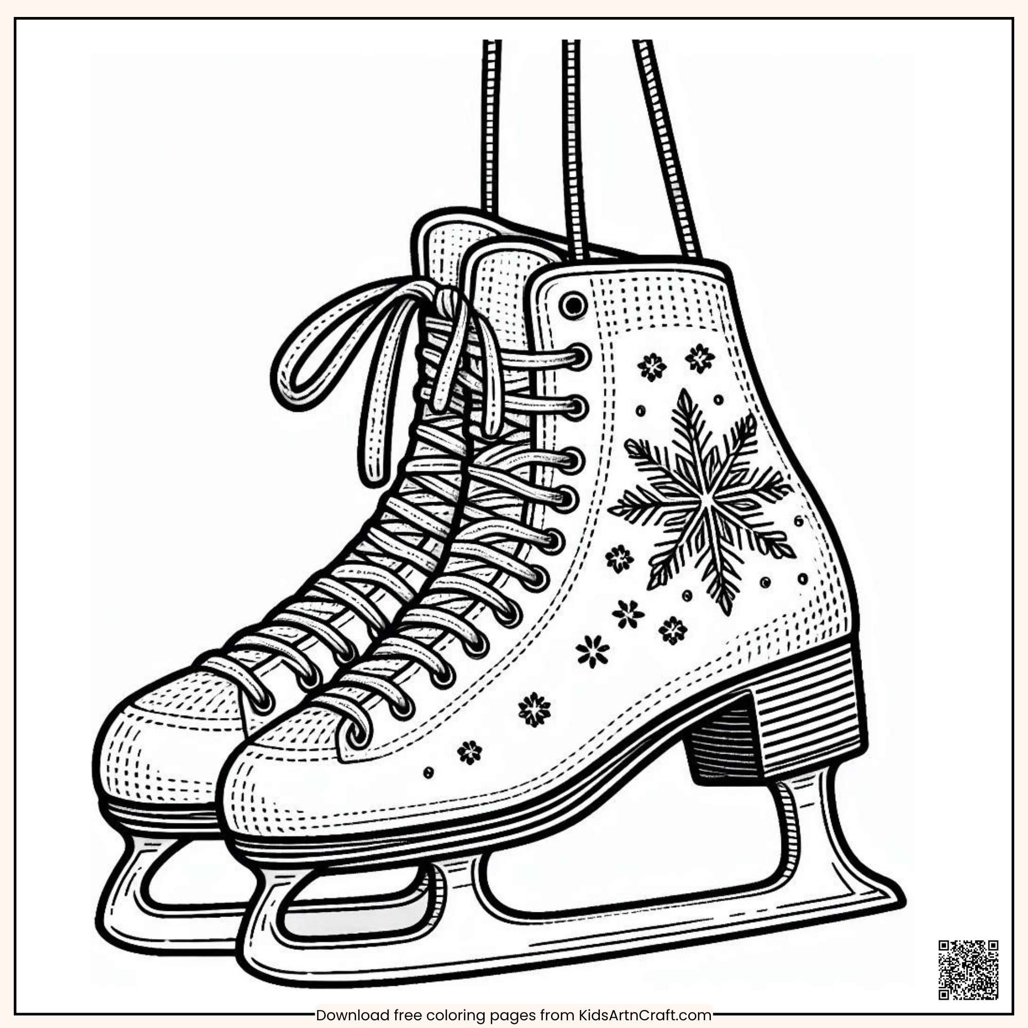 Unique Ice Skates Boots Coloring Page for Kids