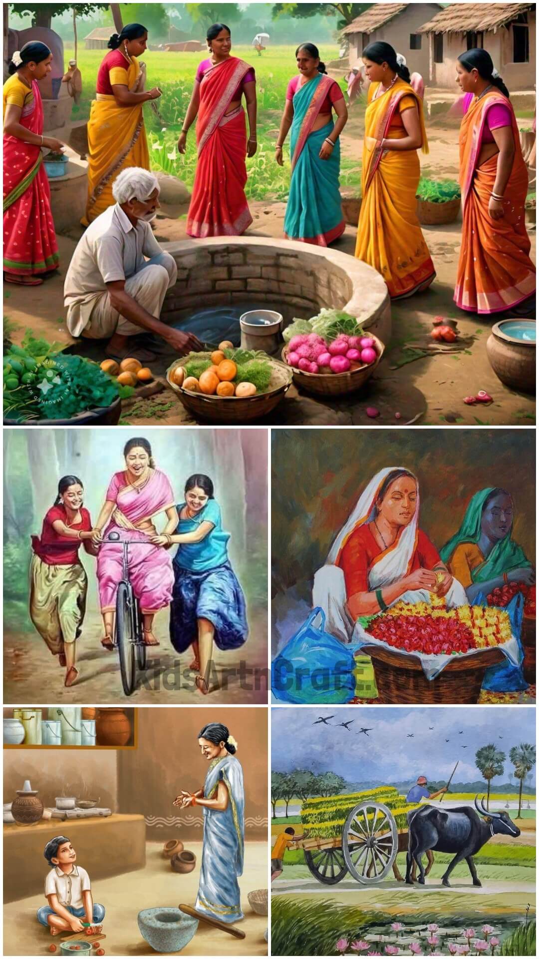 Village Colourful Drawings For All