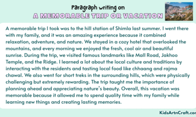 Paragraph on A Memorable Trip or Vacation