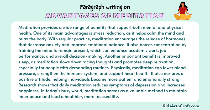 Paragraph on Advantages of Meditation
