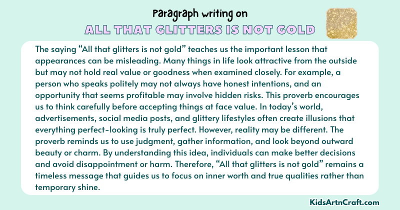 Paragraph on All That Glitters is not Gold