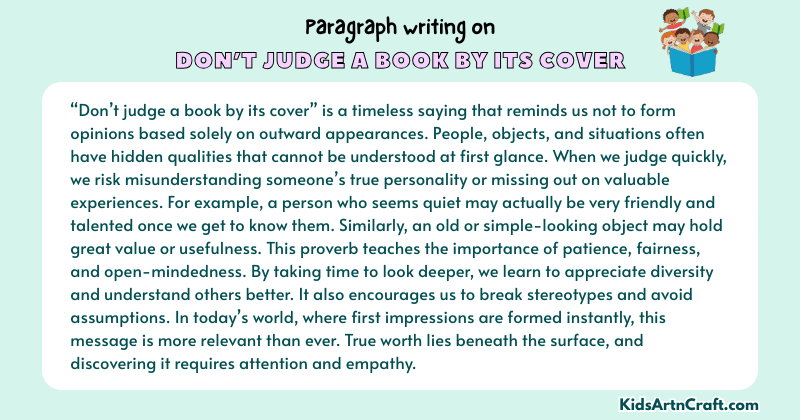 Paragraph on Don’t Judge a Book by Its Cover