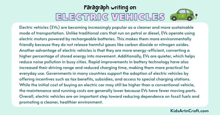 Paragraph on Electric Vehicles - Kids Art & Craft