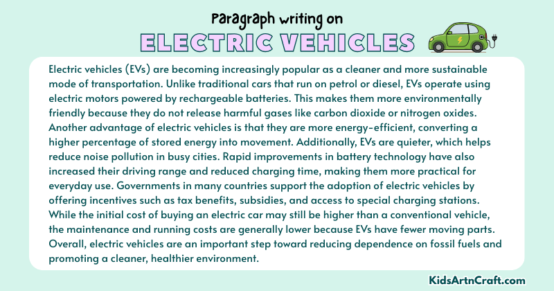 Expository Paragraph on Electric Vehicles (Explains with Facts)
