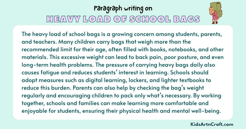 Paragraph on Heavy Load of School Bags