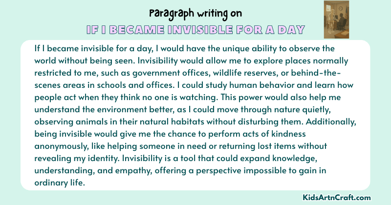 Expository Paragraph on If I became invisible for a day (Explains with Facts)