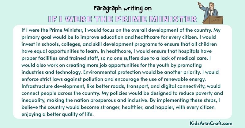 Expository Paragraph on If I were the Prime Minister (Explains with Facts)