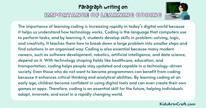 Expository Paragraph on the Importance of Learning Coding (Explains with Facts)