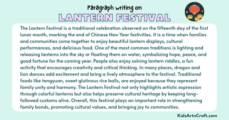 Expository Paragraph on Lantern Festival (Explains with Facts)