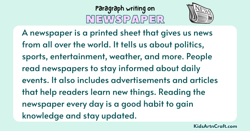 Expository Paragraph on Newspaper (Explains with Facts)