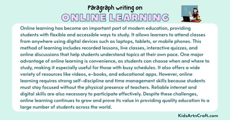 Paragraph on Online Learning - Kids Art & Craft