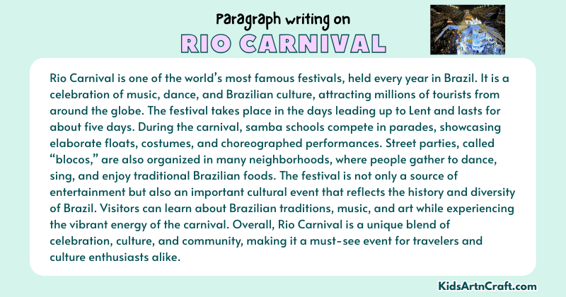 Expository Paragraph on Rio Carnival (Explains with Facts)
