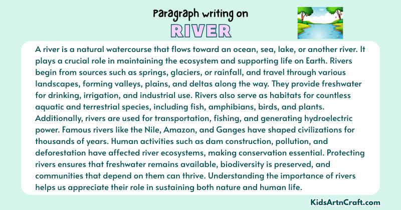 Expository Paragraph on River (Explains with Facts)