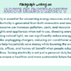 Paragraphs On Save Electricity