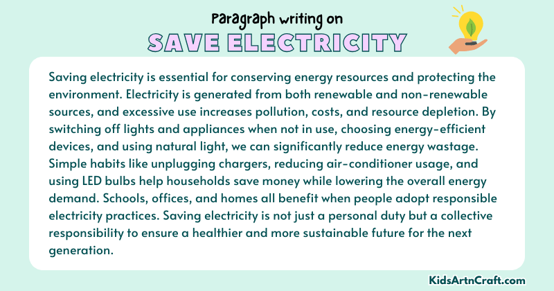 Paragraphs On Save Electricity