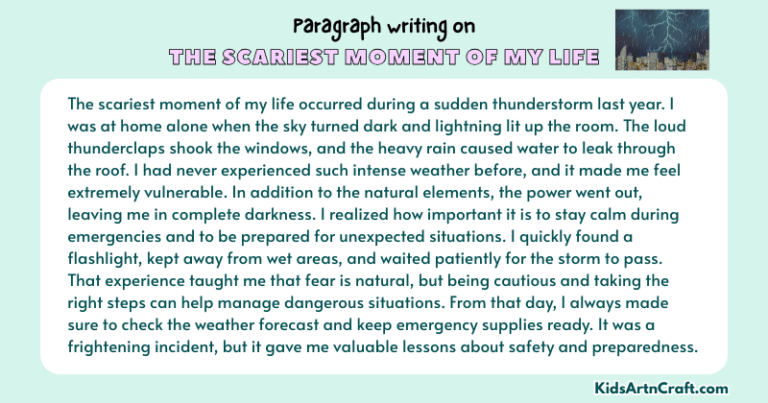 Paragraph on The Scariest Moment of My Life - Kids Art & Craft