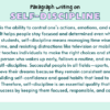 Paragraph on Self-Discipline