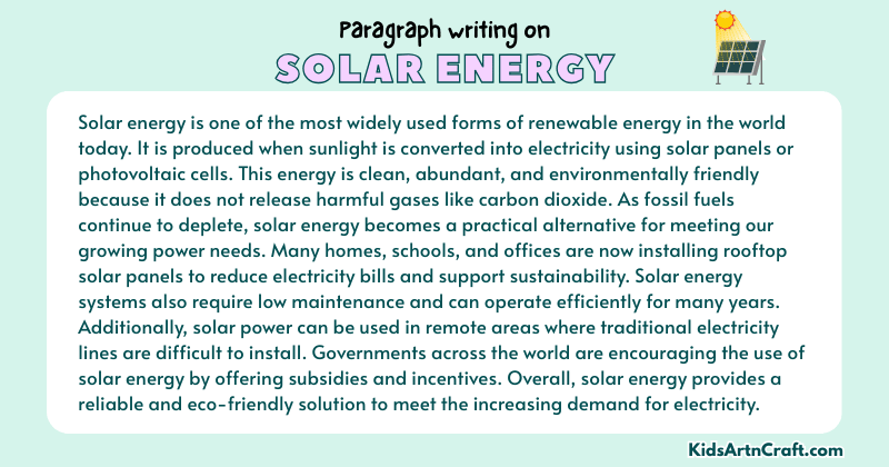 Paragraph on Solar Energy
