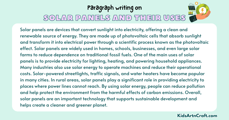 Expository Paragraph on Solar Panels and Their Uses (Explains with Facts)