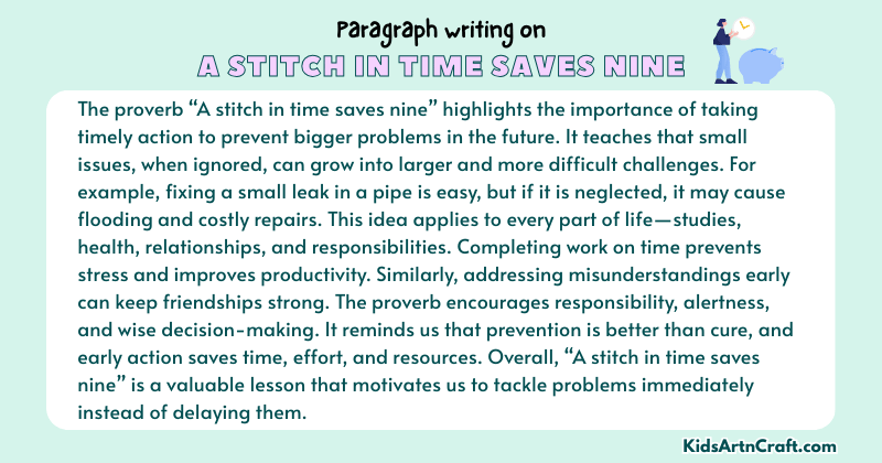 Paragraph on A Stitch in Time Saves Nine