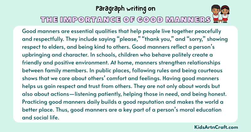 Expository Paragraph on The Importance of Good Manners (Explains with Facts)