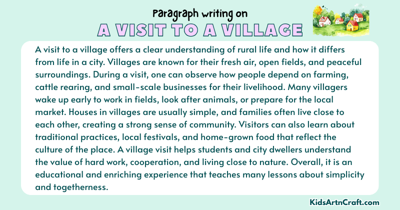 Expository Paragraph on A Visit to a Village (Explains with Facts)