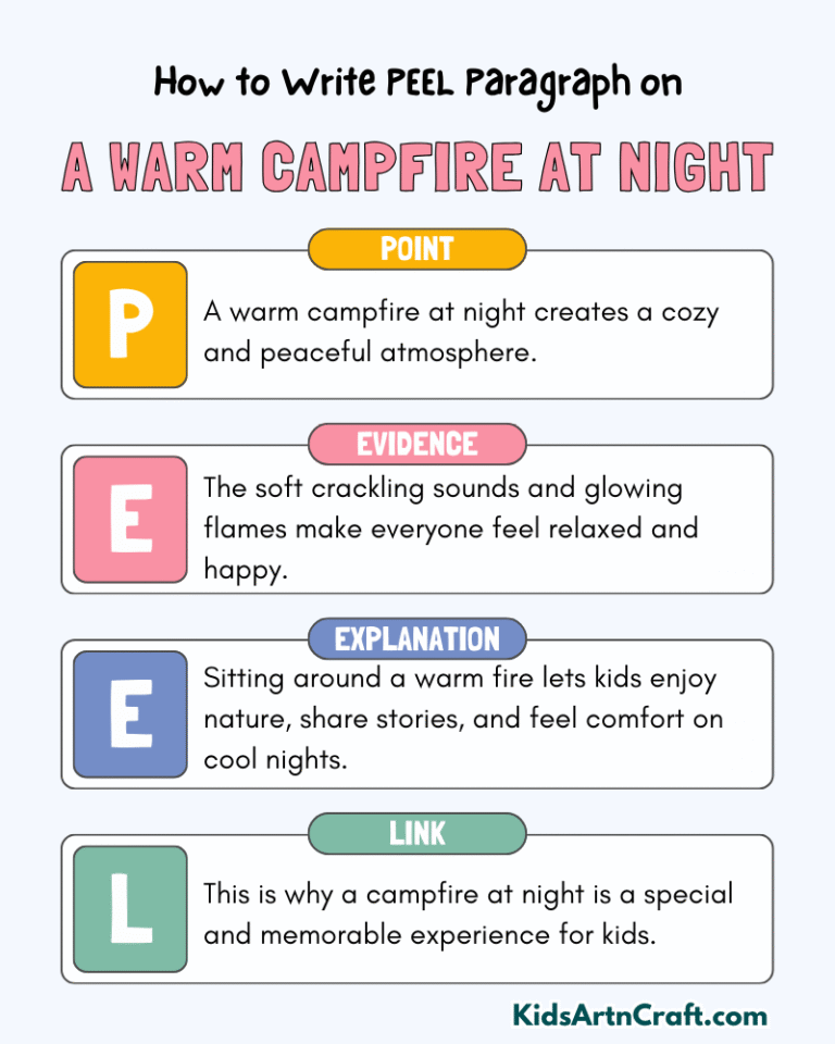 Paragraph on A Warm Campfire At Night - Kids Art & Craft