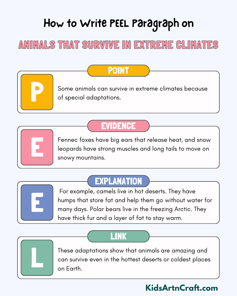 Animals That Survive in Extreme Climates Paragraph Writing with PEEL Method