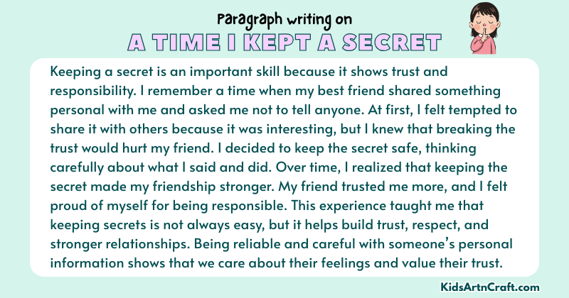Expository Paragraph on A Time I Kept A Secret (Explains with Facts)