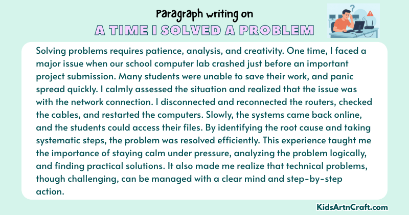 Expository Paragraph on A Time I Solved A Problem (Explains with Facts)