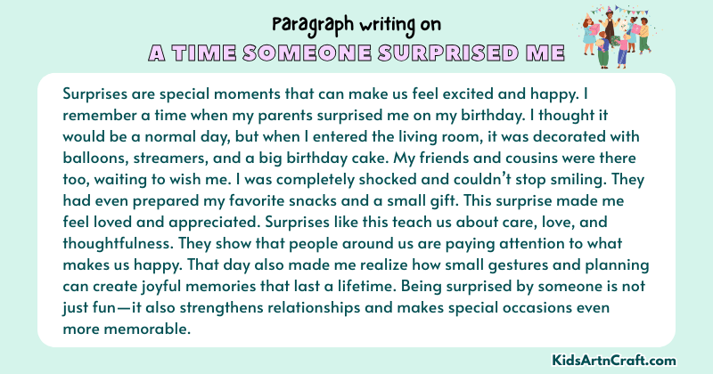 Expository Paragraph on A Time Someone Surprised Me (Explains with Facts)
