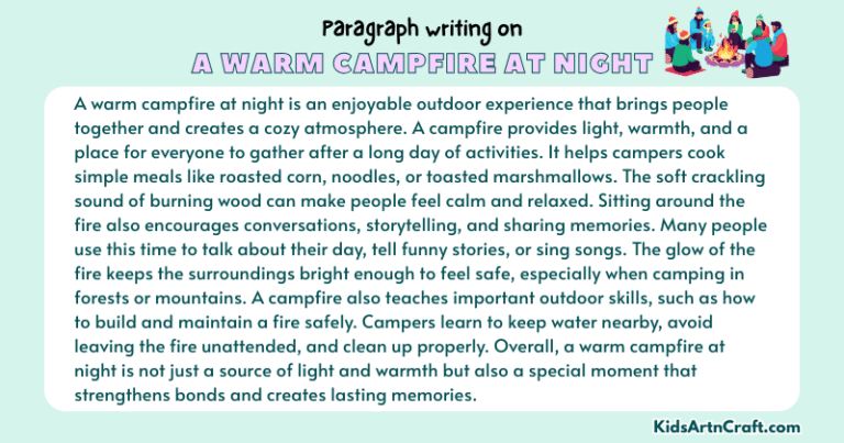 Paragraph on A Warm Campfire At Night - Kids Art & Craft
