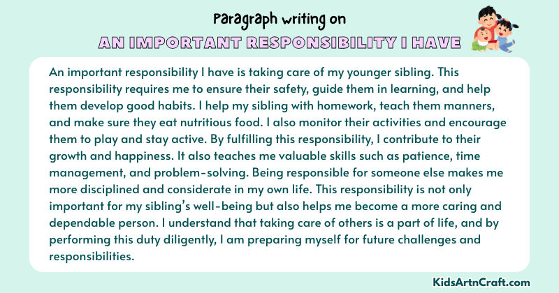 Expository Paragraph on An Important Responsibility I Have (Explains with Facts)