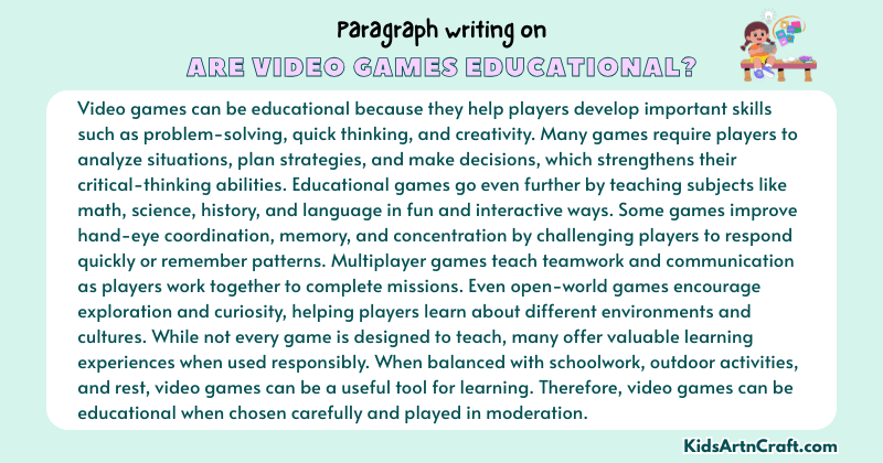 Paragraph on Are Video Games Educational?