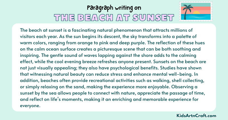 Expository Paragraph on The Beach At Sunset (Explains with Facts)