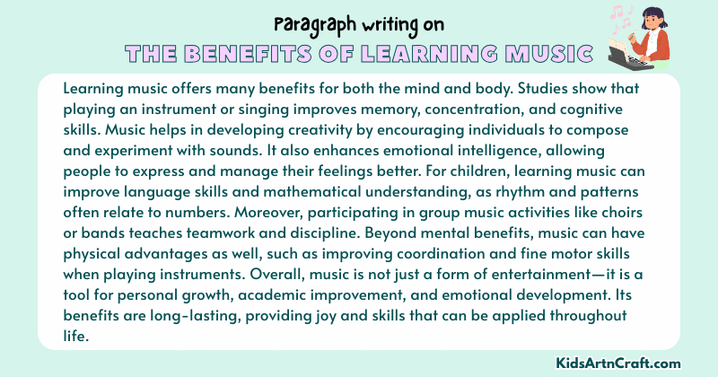 Expository Paragraph on The Benefits of Learning Music (Explains with Facts)