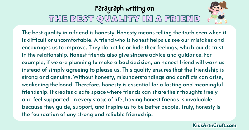 Expository Paragraph on The Best Quality in a Friend (Explains with Facts)