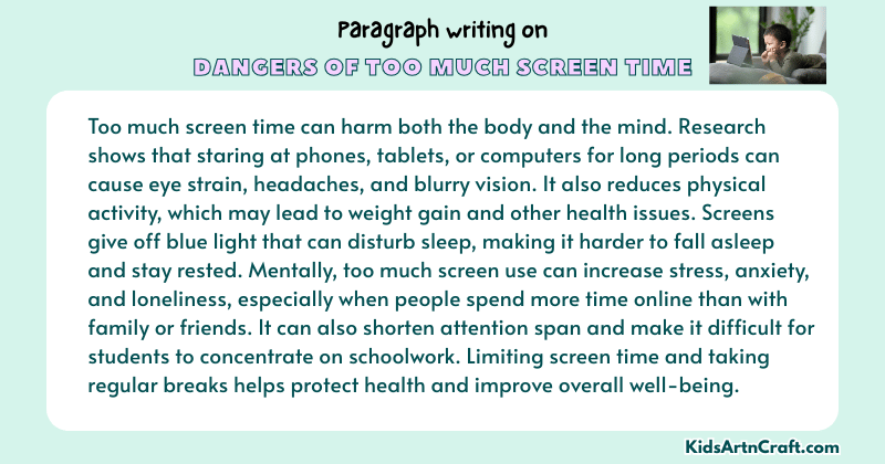 Expository Paragraph on Dangers of Too Much Screen Time (Explains with Facts)