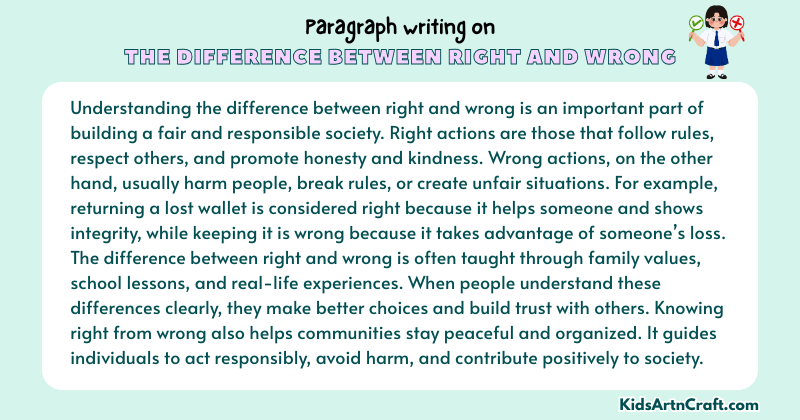 Expository Paragraph on The Difference Between Right and Wrong (Explains with Facts)